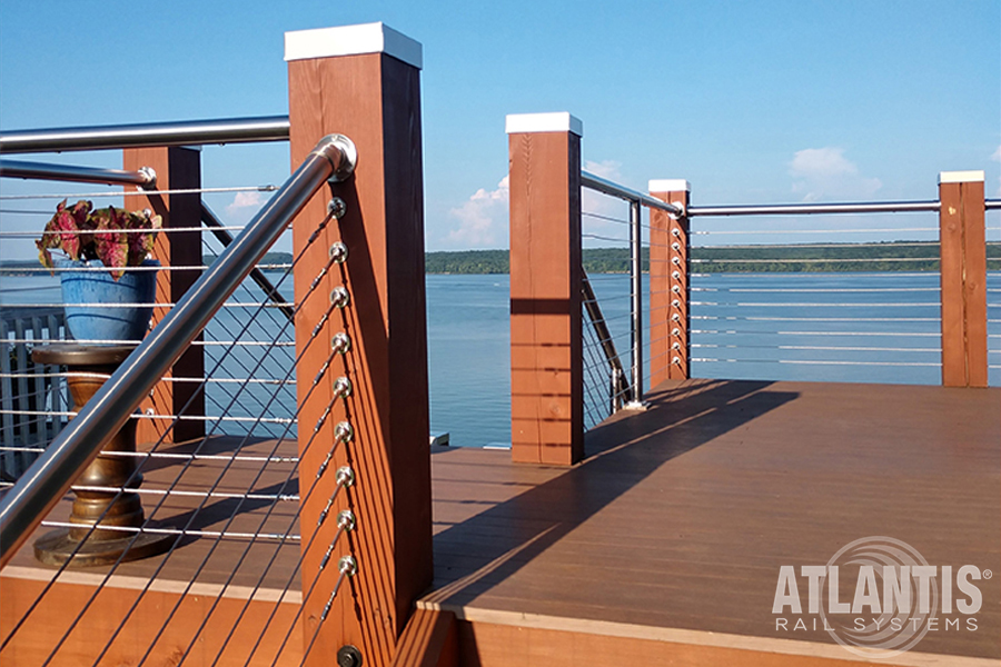 Cable Railing Deck Overlooking Water