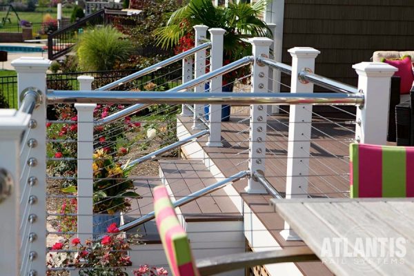Stainless Cable Railing with Pink & Green Chairs