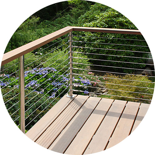 Stainless Cable Railing with Purple Flowers
