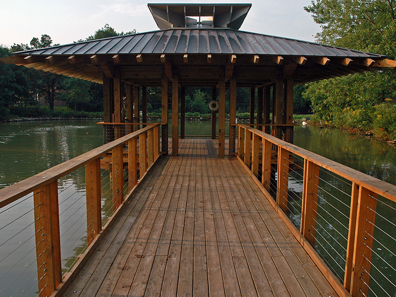 Cable Railing Over Water Pavillion with Cable Railing