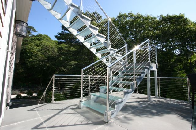 Cable Railing on Unique Stairs