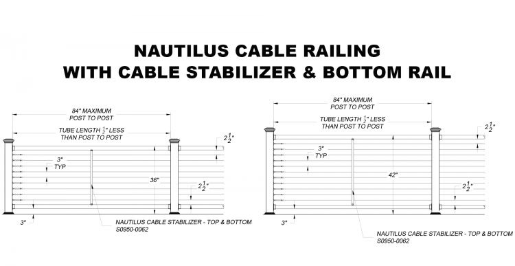 Nautilus Cable Railing with Cable Stabilizer and Bottom Rail