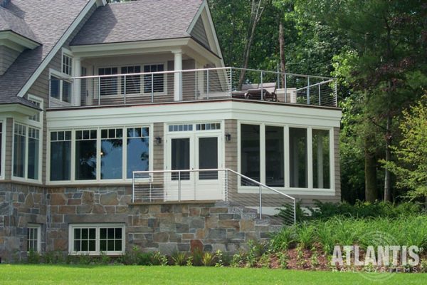 Cable Railing sytem on home with stone stairway.