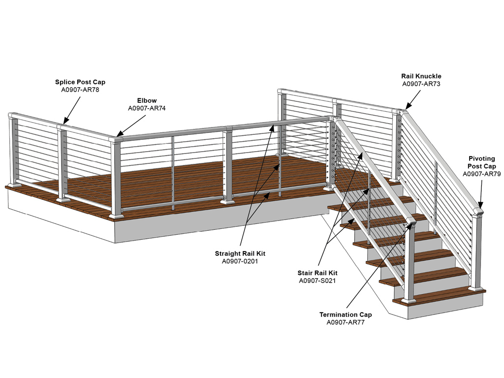 Cable Railing - Pre-Drilled Aluminum Cable Railing Kits