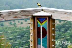 Cable Railing with Stained Glass Piece