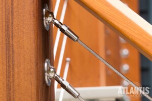 Closeup of Two Cable Railing Fittings