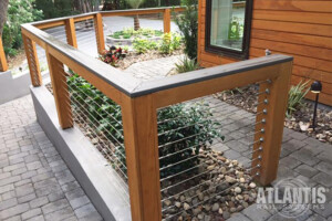 Horizontal Cable Railing on Stone Walkway